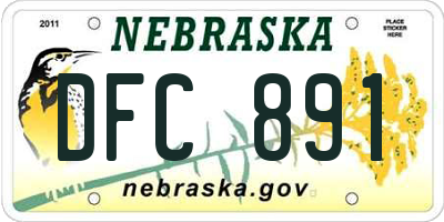NE license plate DFC891