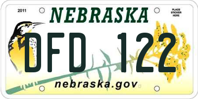 NE license plate DFD122