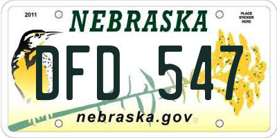 NE license plate DFD547
