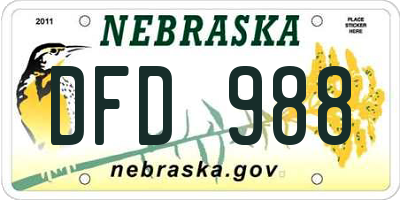 NE license plate DFD988