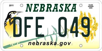 NE license plate DFE049