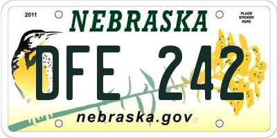 NE license plate DFE242