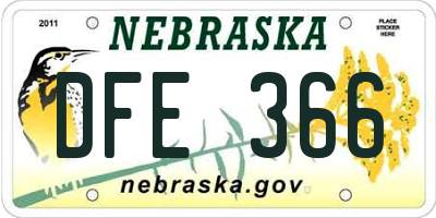 NE license plate DFE366