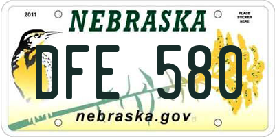 NE license plate DFE580