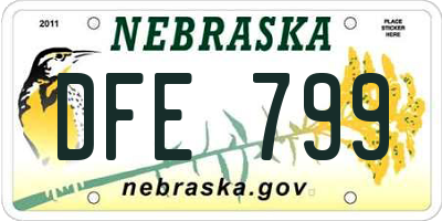 NE license plate DFE799