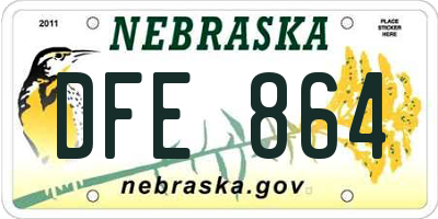 NE license plate DFE864