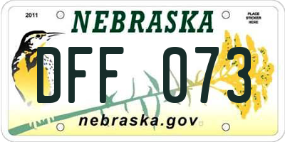 NE license plate DFF073
