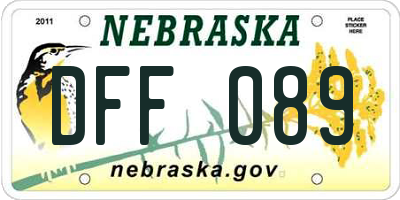 NE license plate DFF089