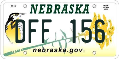 NE license plate DFF156