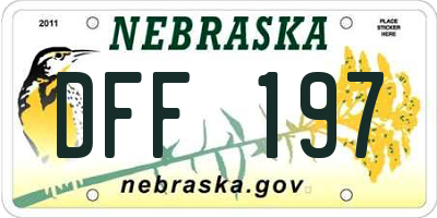 NE license plate DFF197
