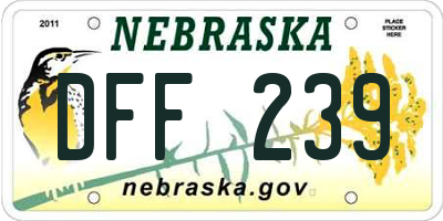 NE license plate DFF239