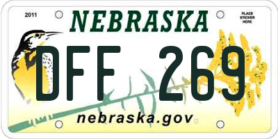 NE license plate DFF269