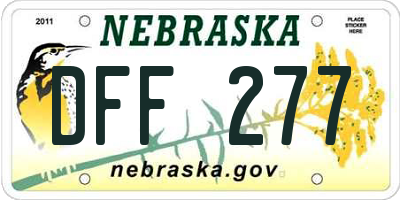 NE license plate DFF277