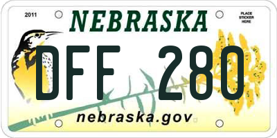 NE license plate DFF280