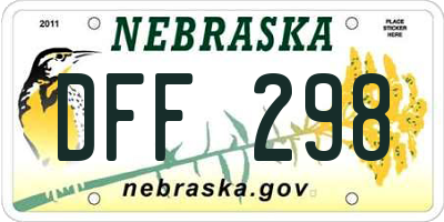 NE license plate DFF298