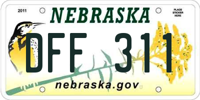 NE license plate DFF311
