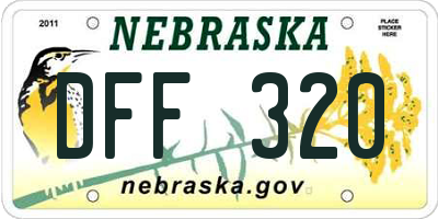 NE license plate DFF320