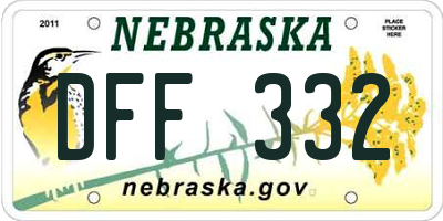 NE license plate DFF332