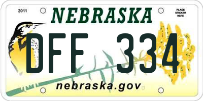 NE license plate DFF334