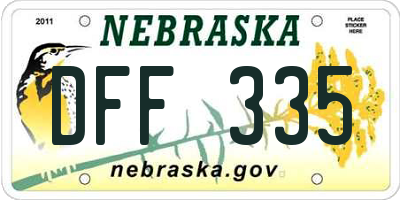 NE license plate DFF335