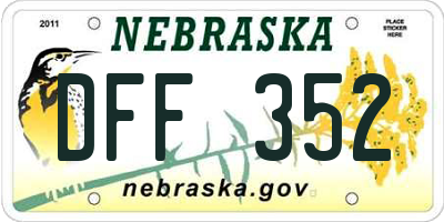 NE license plate DFF352