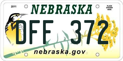NE license plate DFF372