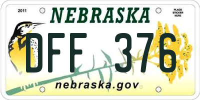 NE license plate DFF376
