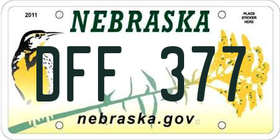 NE license plate DFF377
