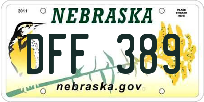 NE license plate DFF389
