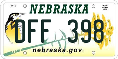 NE license plate DFF398