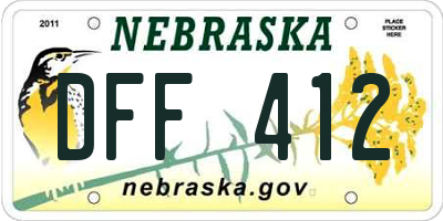 NE license plate DFF412