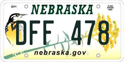 NE license plate DFF478