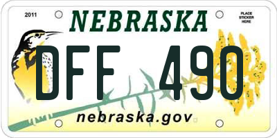 NE license plate DFF490