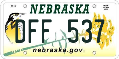 NE license plate DFF537