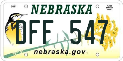 NE license plate DFF547