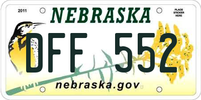 NE license plate DFF552