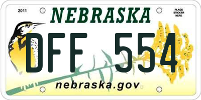 NE license plate DFF554