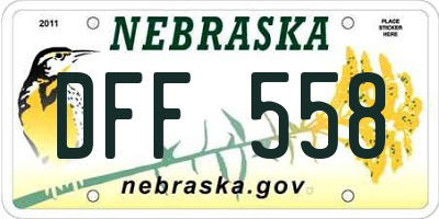 NE license plate DFF558