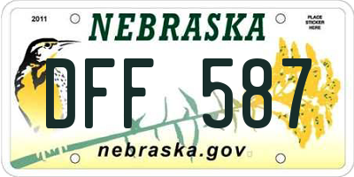 NE license plate DFF587