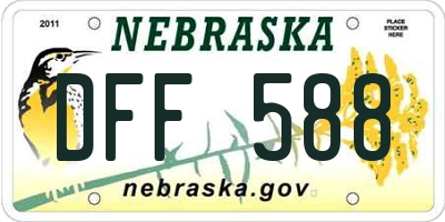 NE license plate DFF588