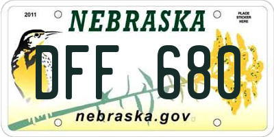 NE license plate DFF680