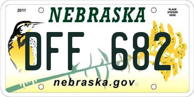 NE license plate DFF682