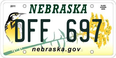NE license plate DFF697