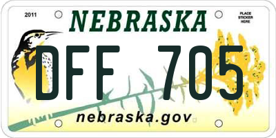 NE license plate DFF705