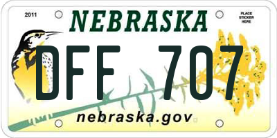 NE license plate DFF707