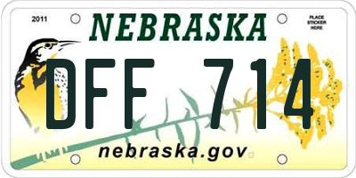 NE license plate DFF714