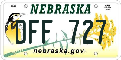 NE license plate DFF727