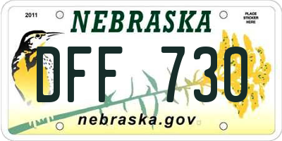 NE license plate DFF730