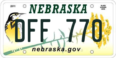 NE license plate DFF770