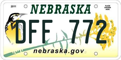 NE license plate DFF772